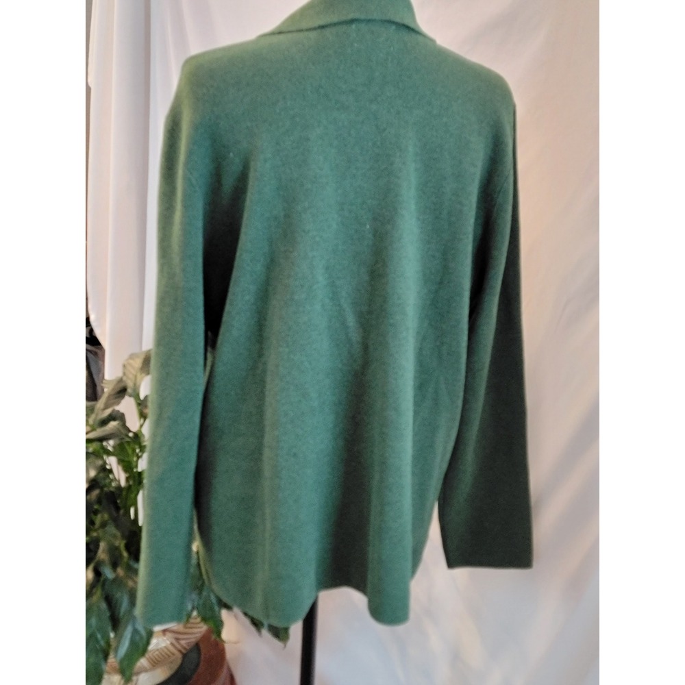 Lands' End Women Green Knit Blazer Cardigan Jacket Petite XL P 18 - Picture 4 of 7